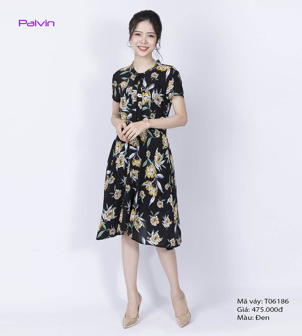 Váy hoa xinh Palvin T06186 (váy xòe tay ngắn) - Palvin