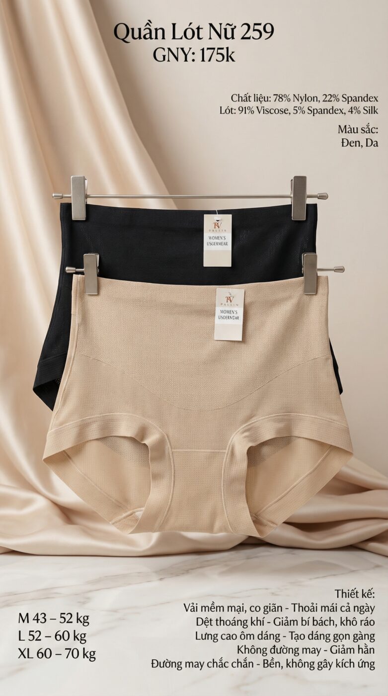 Quần lót nữ 259 | size  M. L. XL